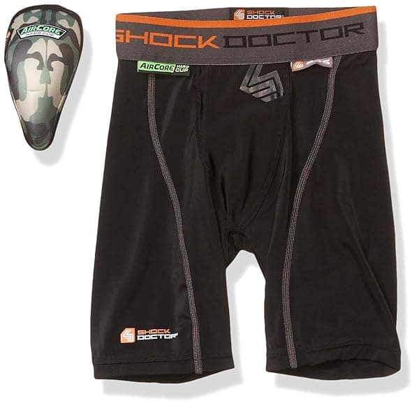 Shock Doctor Adult 235 Compression Shorts with Hard Cup - Large Black for Ultimate Protection
