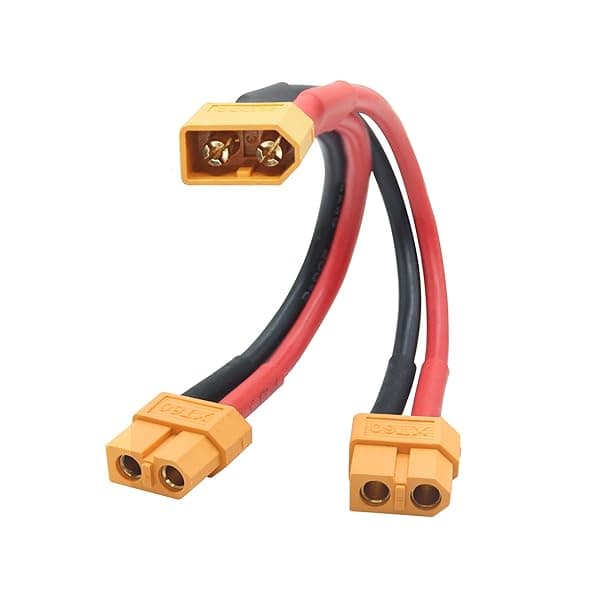 Maixbomr Short XT60 Parallel Battery Connector Cable,14AWG 1 Male to 2 Female Y Splitter Adapter Cable,10cm 3.93inch for RC Multicopter Quadcopter