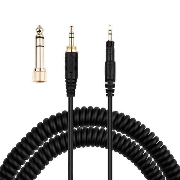 Smays Coiled AUX Cable for Audio-Technica ATH-M50x, M40x, M70x - 4ft to 10ft with 1/4 Inch Adapter