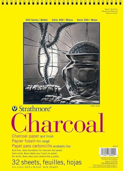 Strathmore 300 Series Charcoal Paper Pad 9x12 - 32 Sheets for Artists & Students | Ideal for Charcoal & Pastel