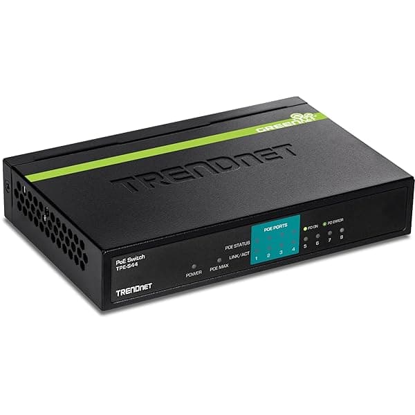 Buy TRENDnet 8-Port PoE Switch TPE-S44: 30W Power Budget, 1.6 Gbps Capacity, Lifetime Protection - Fast Shipping!