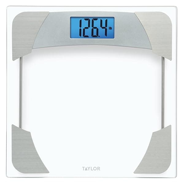 Taylor Digital Glass Bathroom Scale 400 Lb Capacity with Stainless Steel Accents for Accurate Weight Measurement