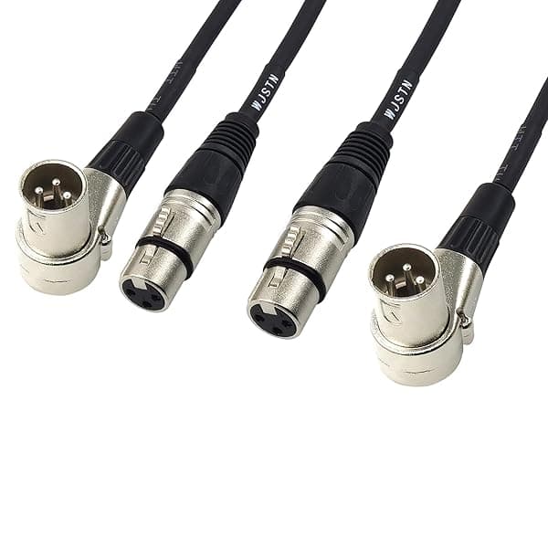 WJSTN Right-Angle XLR Male to XLR Female Balanced 3 PIN Microphone Cable 2 Pack
