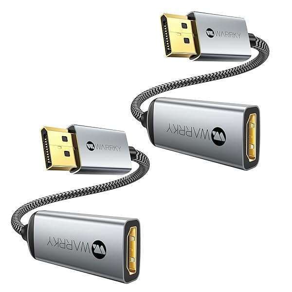 Warrky 2-Pack DisplayPort to HDMI Adapter (4K UHD) for Lenovo, DELL, HP, ThinkPad, AMD & NVIDIA