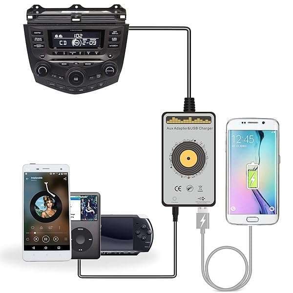 Yomikoo AUX Input Adapter with USB Charging for Honda Accord, Civic, CRV & More (2003-2012) - 2nd Gen Upgrade