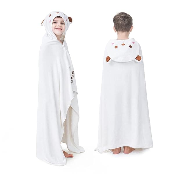 ZIONOR Hooded Bath Towel for Kids - 50''L x 35''W Extra-Large Hooded Towels for Big Kids 6-10, Kids Beach Towels Made from Bamboo Rayon, Suitable for