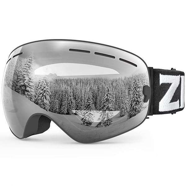 ZIONOR X Ski Goggles for Men & Women - OTG Design, UV Protection, Anti-Fog, Spherical Detachable Lens (VLT 94%)