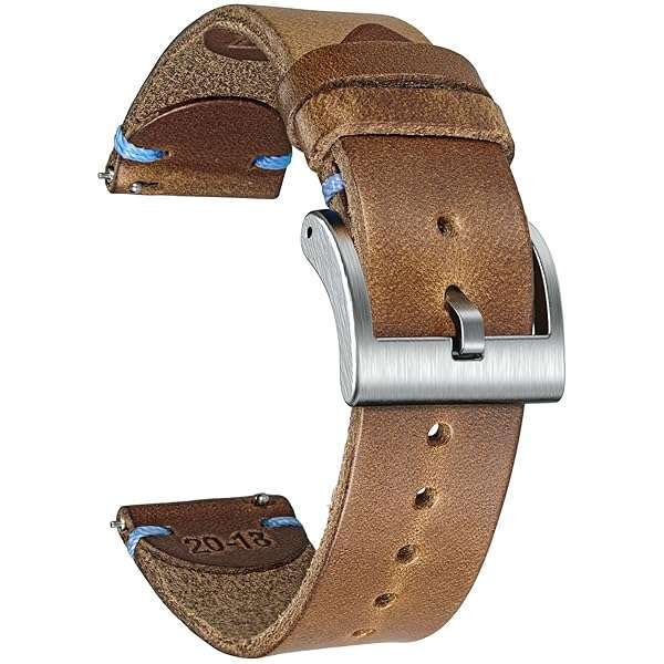 Premium 20mm Leather Watch Bands for Men | Thin Soft Horween Quick Release Vintage Straps