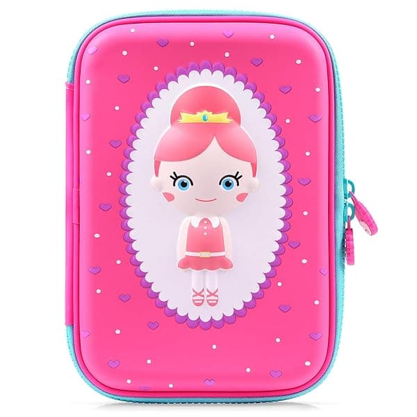 Rockpapa High-Capacity Pink Pencil Case for School Girls & Kids - Stylish Storage Box for Teens & Toddlers