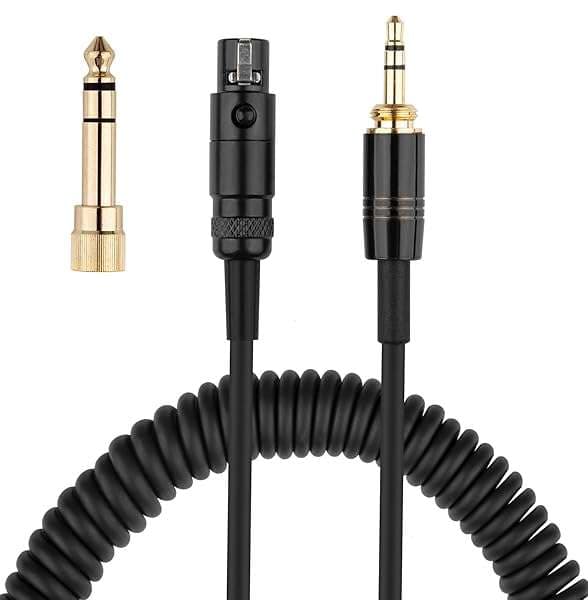 Replacement Coiled Aux Cable for AKG Q701, K712, K240 & More - Weishan K702 with 6.35mm Adapter