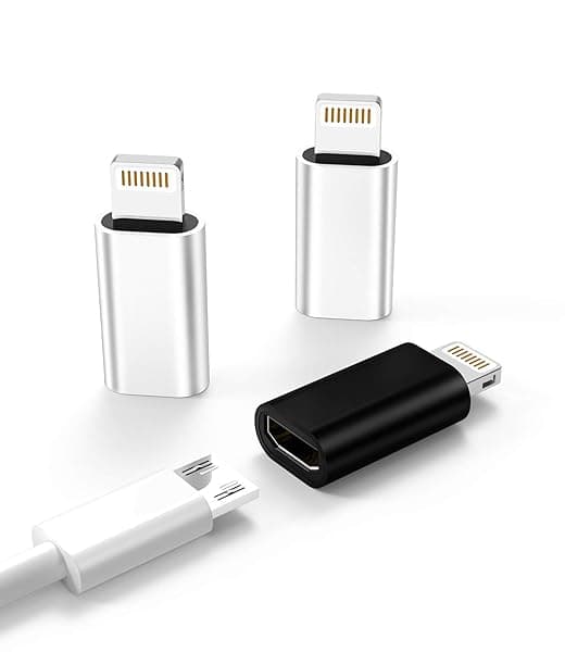 Zoyuzan 3-Pack Micro USB to Lightning Adapter for iPhone & iPad - Compatible with 5s, 6, 7, 8, X, XR, XS, 11, 12, Mini, Pro